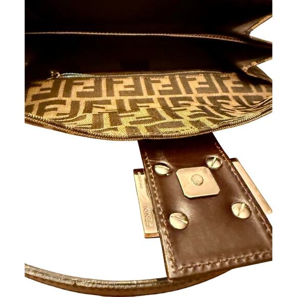 Fendi FF Tobacco Zucca Baguette Shoulder Bag  Canvas Leather SHW Authentic CoA - Picture 5 of 16